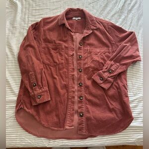 Madewell women’s size Small corduroy shirt pink/mauve color